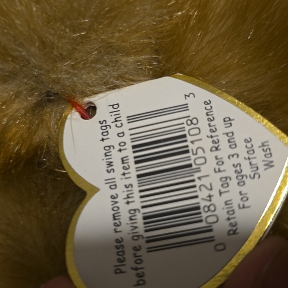 Vintage TY Beanie Baby Ginger 1996 Large Soft Plush Toy Teddy Bear with Tags - Picture 9 of 10